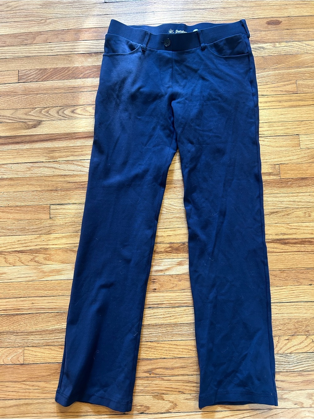 Betabrand Women's Straight Leg Pants in Navy Blue